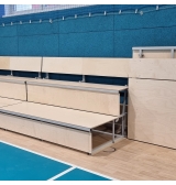 Telescopic sliding ladder-tribune with bench-type seats