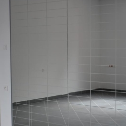 Correction mirror with posturographic grid, wall-mounted