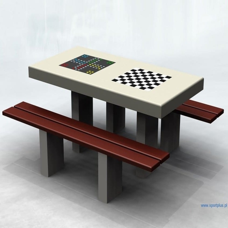 Concrete double table for playing cards, chess, Chinese