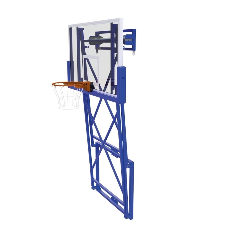 Basketball structure folds vertically upwards