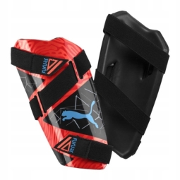 Puma Shinguard football knee pads, size L, black and orange color