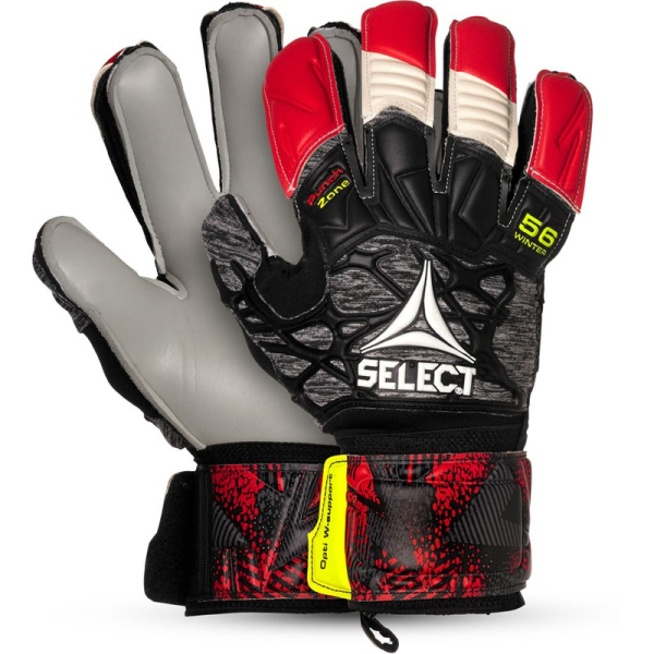 Select 56 Winter Flat Cut Goalkeeper Gloves, size 8.5, black/red color