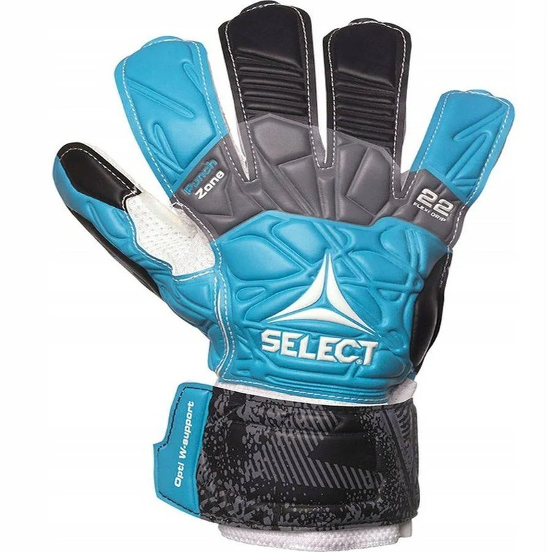 Select 22 Flexi Grip goalkeeper gloves, blue, black and white color
