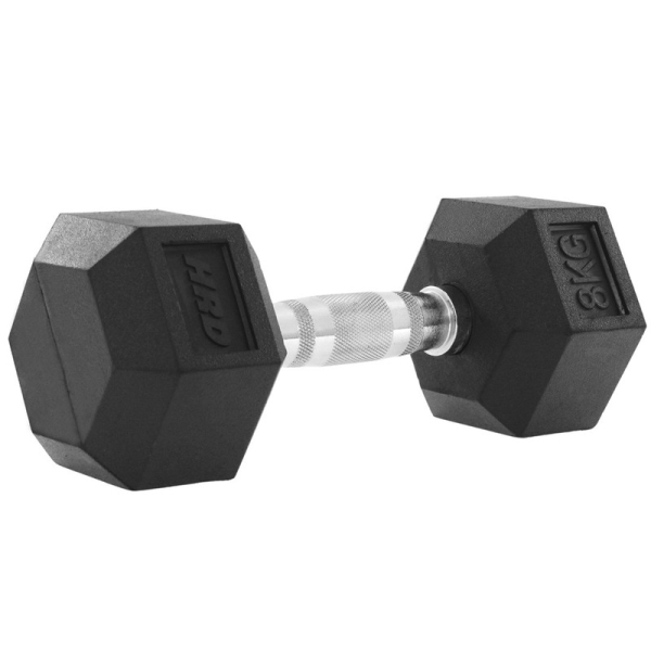 Beltor HRD System Line Hex Cast Iron Rubber Dumbbell 8kg.