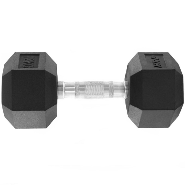 Beltor HRD System Line Hex Cast Iron Rubber Dumbbell 12kg.