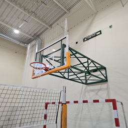 Basketball structure folds vertically upwards