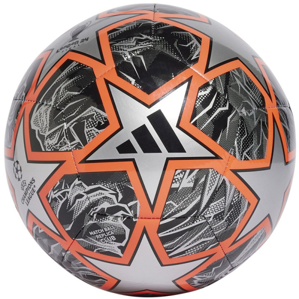 Adidas UCL Club soccer ball, size 5, black-silver-orange color