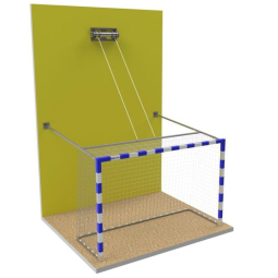 PREMIUM aluminum reinforced handball goals (2 x 3 m) raised on the wall