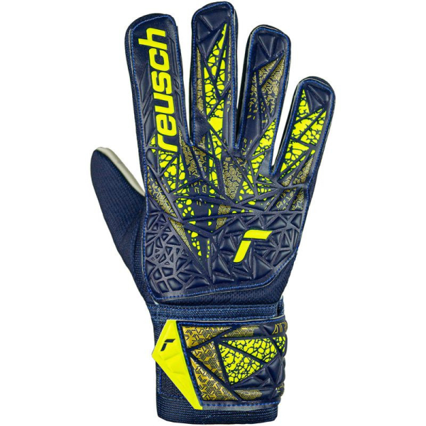 Reusch Attrakt Starter Solid Junior Goalkeeper Gloves, navy blue and yellow color