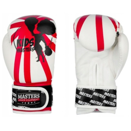 Masters MJE-RPU-KM boxing gloves, size 4, red and white color.