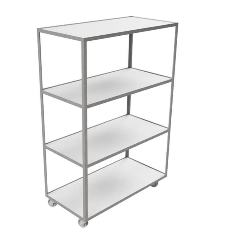 Storage rack with dimensions 180 x 120 x 60, metal frame, shelves made of board, mobile