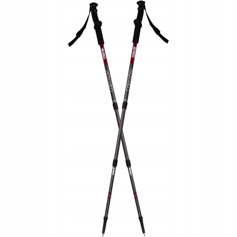 Enero High Hills trekking poles with compass, silver-red color