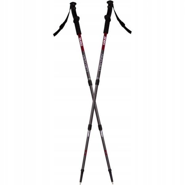 Enero High Hills trekking poles with compass, silver-red color