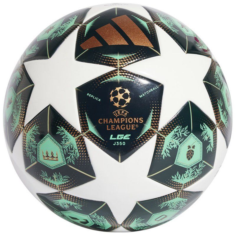 Adidas UCL League J350 soccer ball, white-black-green color
