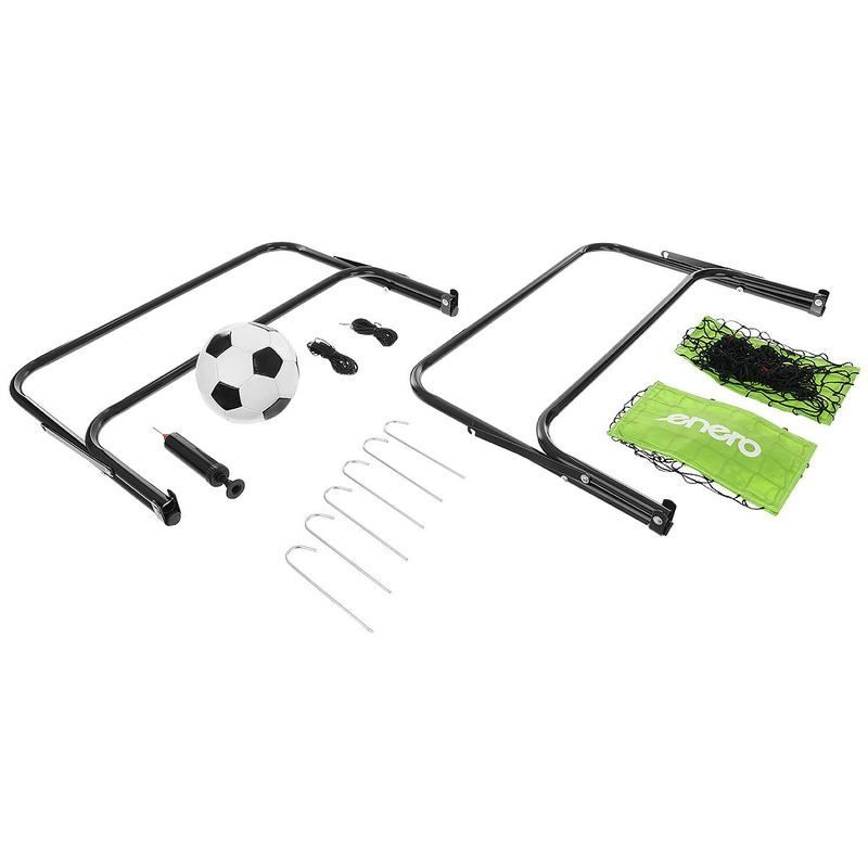 Set of Enero metal goals with net, 60 x 45 x 24 cm + ball and pump