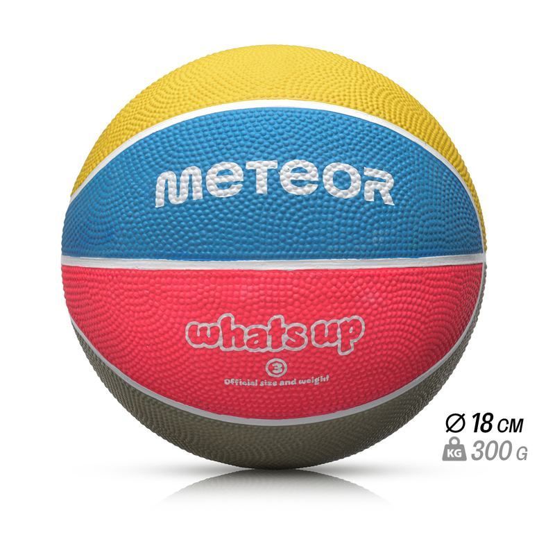 Meteor Whats Up basketball, size 3, color purple-pink-green-maroon