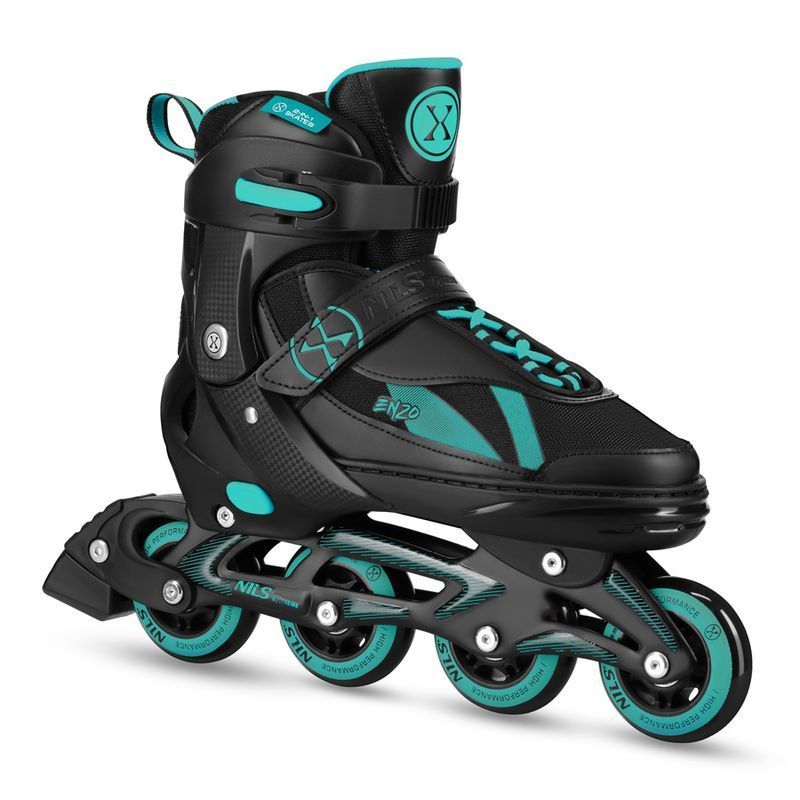 Nils Enzo 2-in-1 inline skates, NH382, size 28/31, black and turquoise color