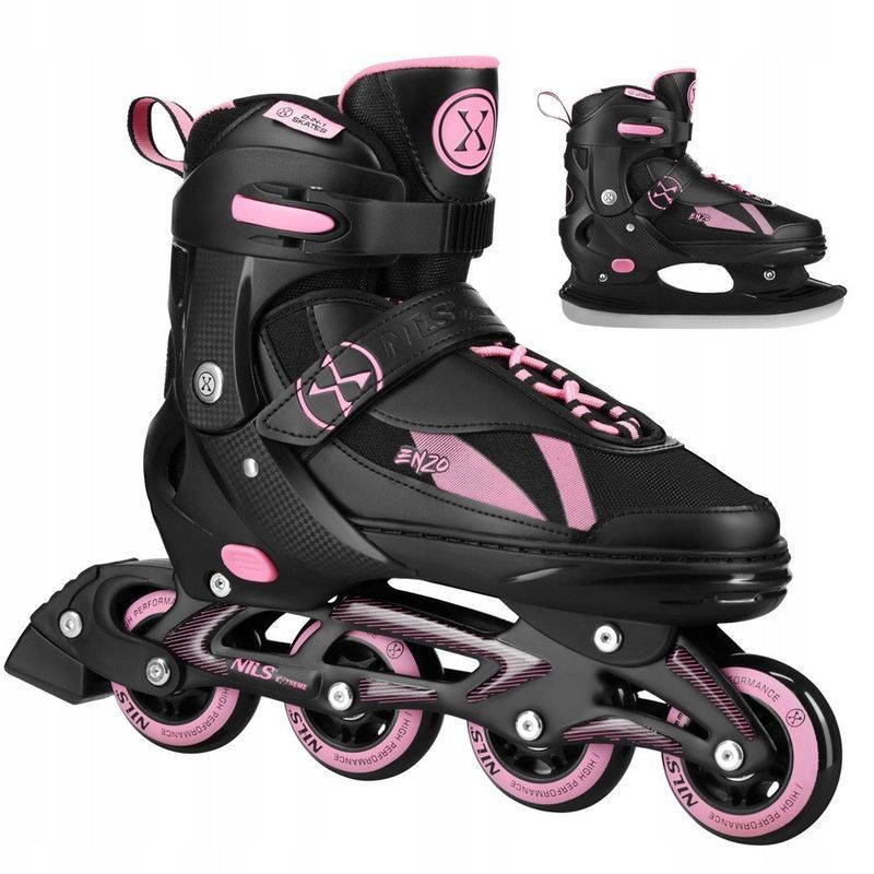Nils Enzo 2-in-1 inline skates, NH382, black and pink color