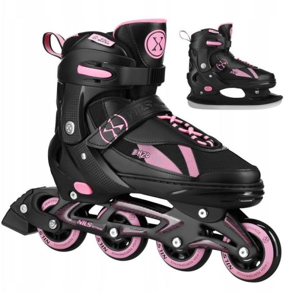 Nils Enzo 2-in-1 inline skates, NH382, black and pink color