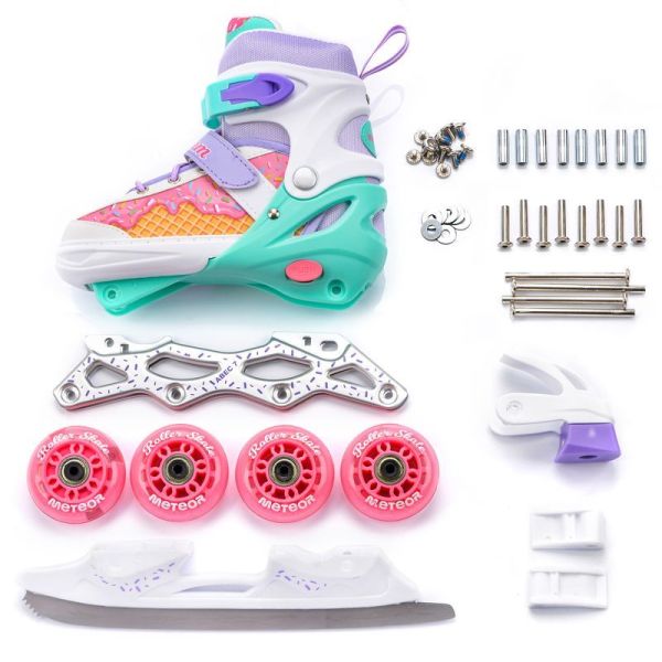 Meteor Cream roller skates, 4 in 1