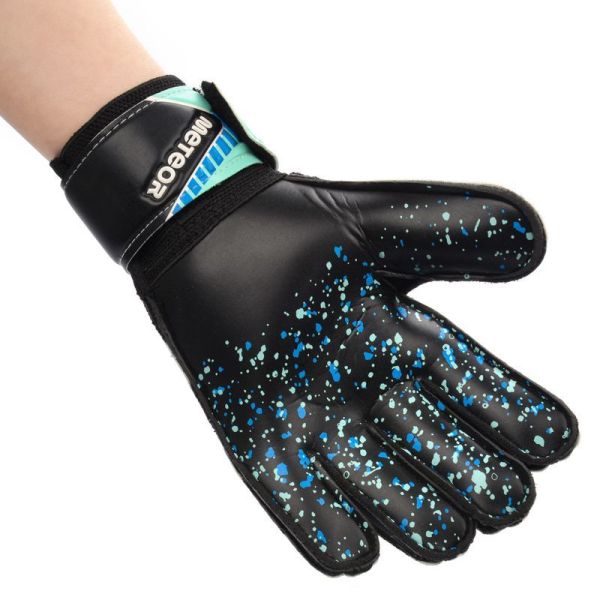 Meteor Defence goalkeeper gloves, mint-black, navy blue and white color
