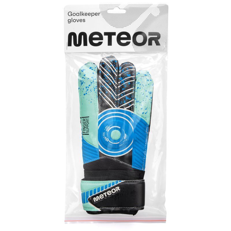 Meteor Defence goalkeeper gloves, mint-black, navy blue and white color