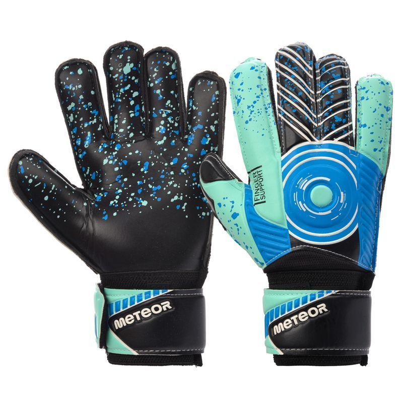 Meteor Defence goalkeeper gloves, mint-black, navy blue and white color