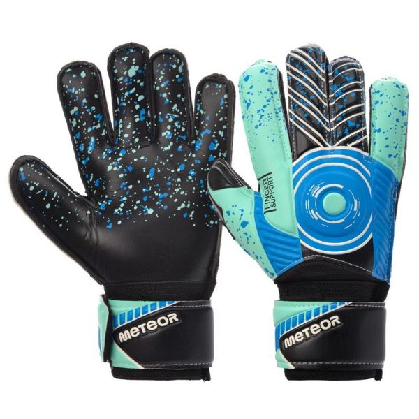 Meteor Defence goalkeeper gloves, mint-black, navy blue and white color