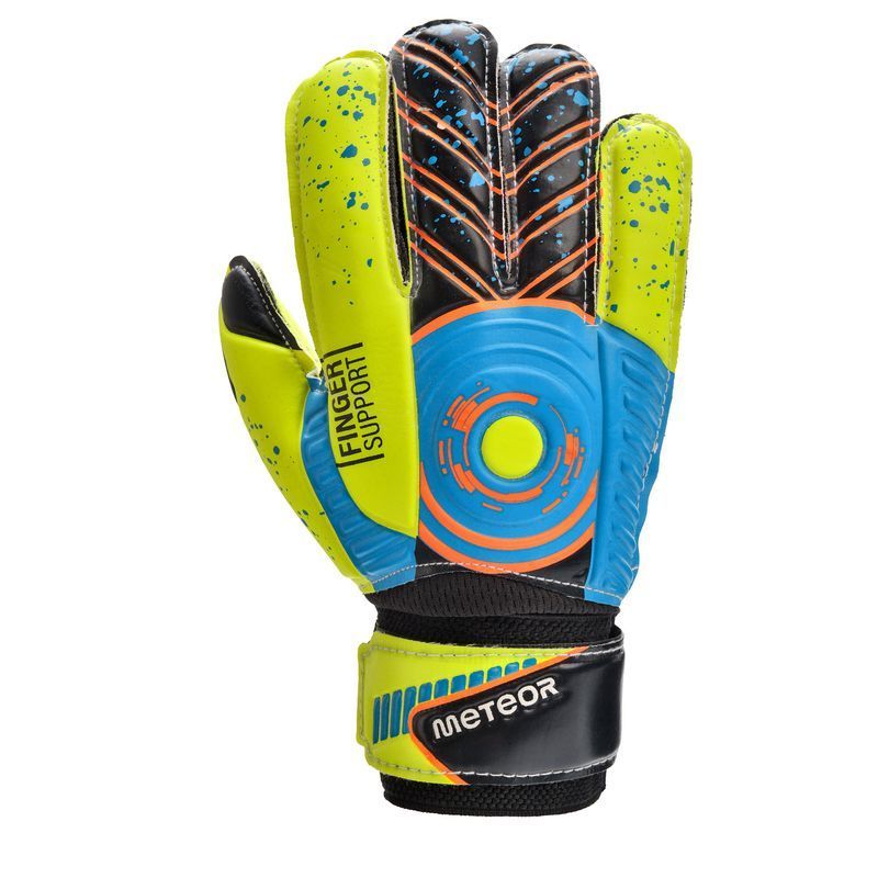 Meteor Defence goalkeeper gloves, yellow-black-green-orange color