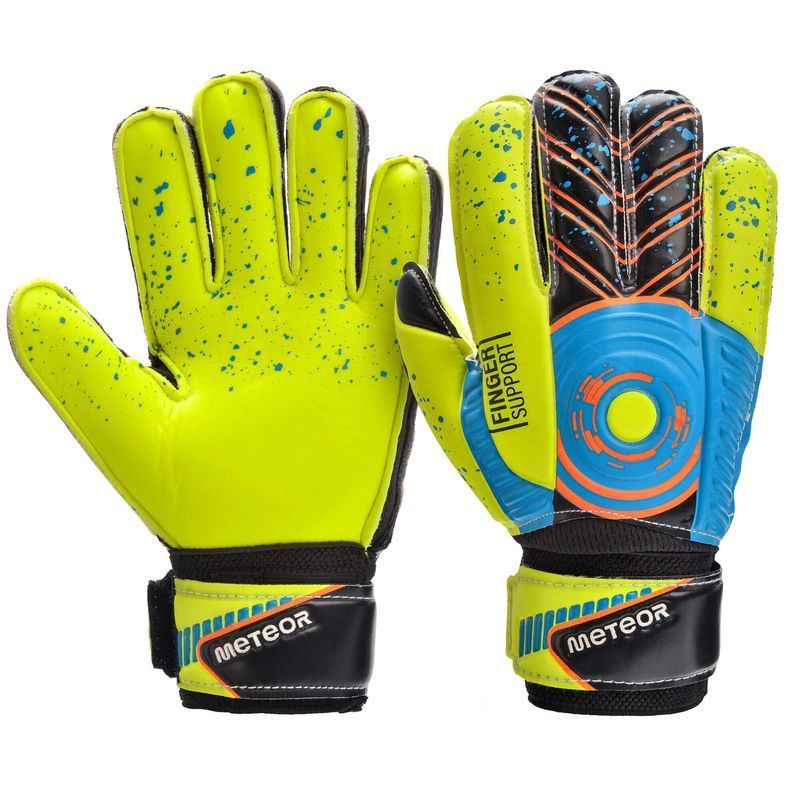 Meteor Defence goalkeeper gloves, yellow-black-green-orange color