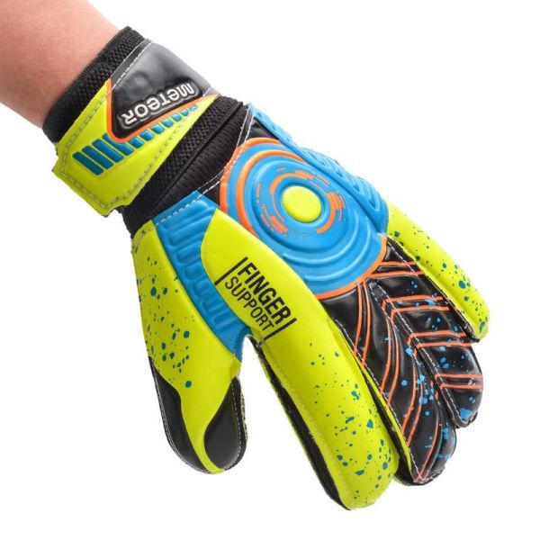 Meteor Defence goalkeeper gloves, yellow-black-green-orange color