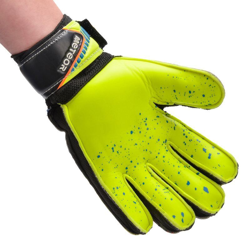Meteor Defence goalkeeper gloves, yellow-black-green-orange color