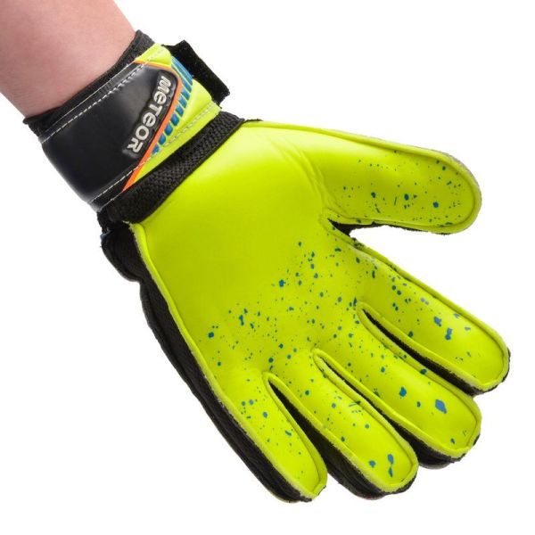 Meteor Defence goalkeeper gloves, yellow-black-green-orange color