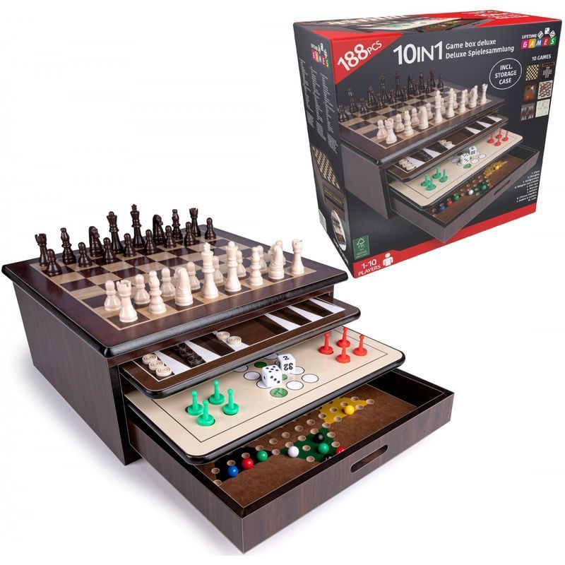 Zestaw gier z drewna Game Box Deluxe 10w1, 26681