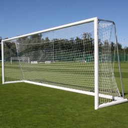 Soccer goals 7.32 x 2.44m mobile with wheels, aluminum, oval profile 120 x 100 mm, depth 80/200 cm