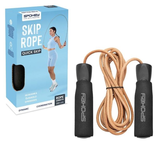 Spokey leather skipping rope, 280cm, Quick Skip, 944033