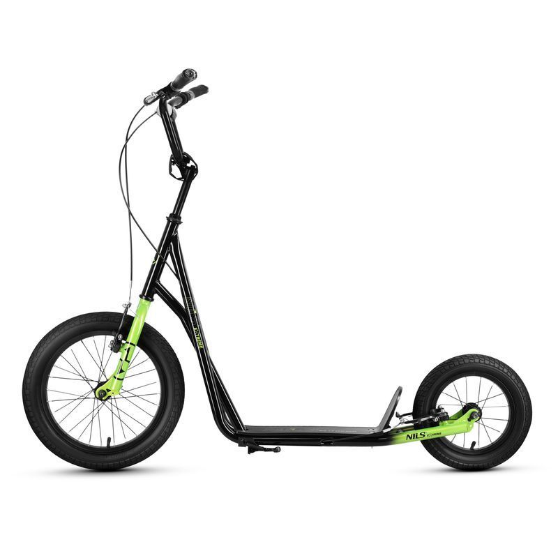 Scooter with pumped wheels, WH10201, NILS EXTREME, black-green color