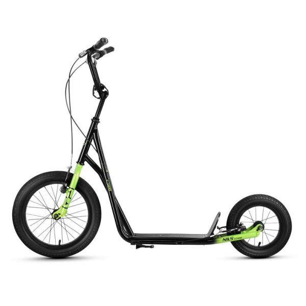 Scooter with pumped wheels, WH10201, NILS EXTREME, black-green color