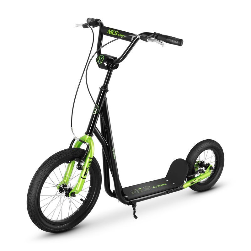 Scooter with pumped wheels, WH10201, NILS EXTREME, black-green color