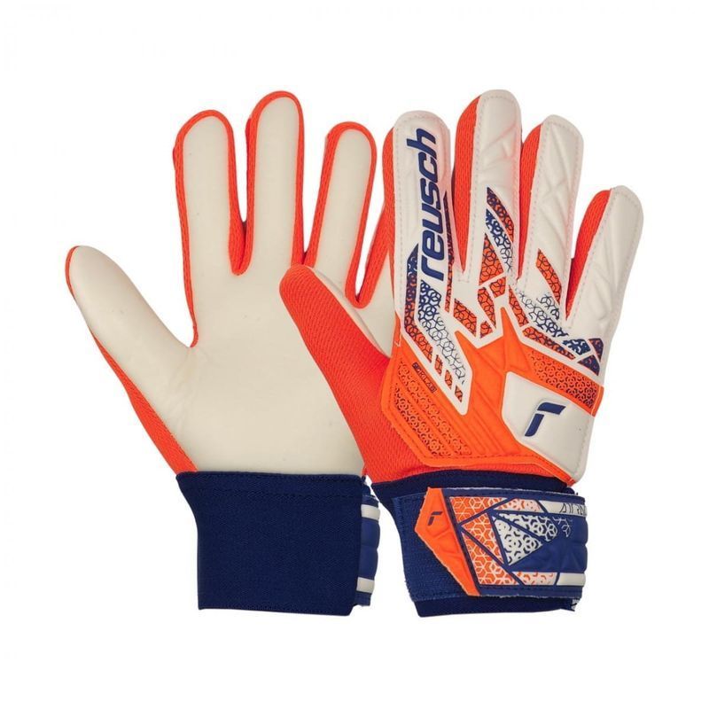 Reusch Attrakt Starter Solid Junior goalkeeper gloves, white-orange-blue color