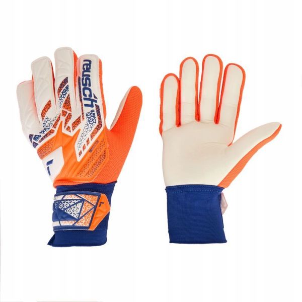 Reusch Attrakt Starter Solid goalkeeper gloves, white-orange-blue color